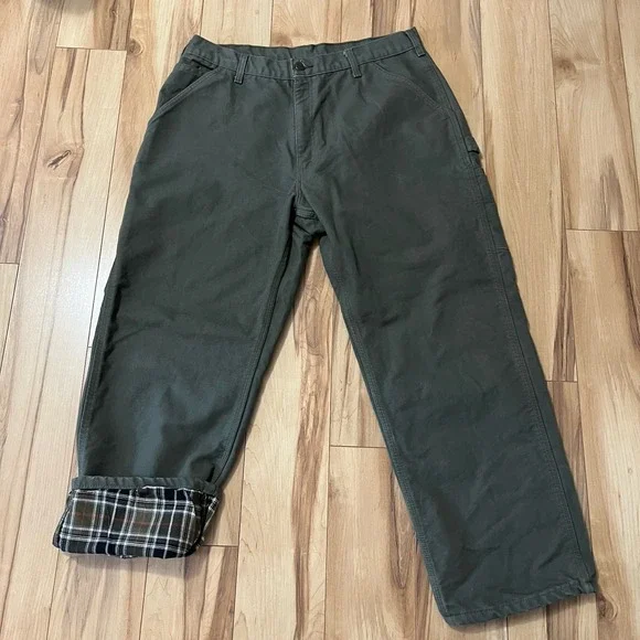 Carhartt B111 MOS Canvas Flannel Lined Carpenter Pants 38 X 30 Original Fit Gorp - Picture 1 of 9